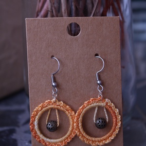 Kerekítő horgolt fülbevaló (narancssárga színátmenetes), Ékszer, Fülbevaló, Lógós kerek fülbevaló, Horgolás, MESKA