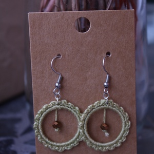 Kerekítő horgolt fülbevaló (zöld), Ékszer, Fülbevaló, Lógós kerek fülbevaló, Horgolás, MESKA