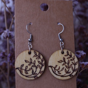 Kerekítő fából készült fülbevaló 4#, Ékszer, Fülbevaló, Lógó fülbevaló, , MESKA