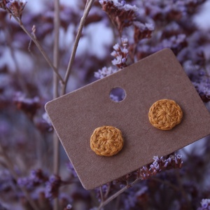 Pötty horgolt fülbevaló (okkersárga), Ékszer, Fülbevaló, Pötty fülbevaló, Horgolás, MESKA