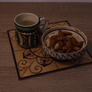 Fa alátét, növényi ornamentikával díszítve 6# - Meska.hu