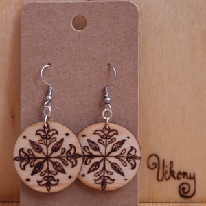 Kerekítő fából készült fülbevaló 5#, Ékszer, Fülbevaló, Lógó fülbevaló, Gravírozás, pirográfia, MESKA