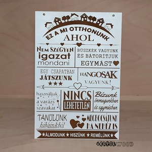 Ez a mi otthonunk tábla, Otthon & Életmód, Dekoráció, Kép & Falikép, Táblakép, Gravírozás, pirográfia, MESKA