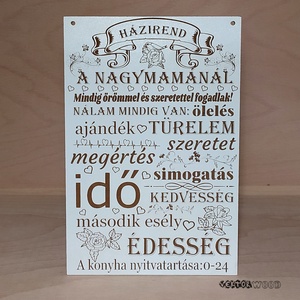 Házirend a nagymamánál tábla - Meska.hu