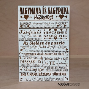 Nagymama és Nagypapa házirendje tábla - Meska.hu