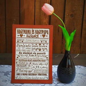 Nagymama és Nagypapa házirendje tábla kerettel - Meska.hu