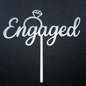 Engaged - eljegyzési tortadísz, Esküvő, Dekoráció, Sütidísz, Festett tárgyak, MESKA