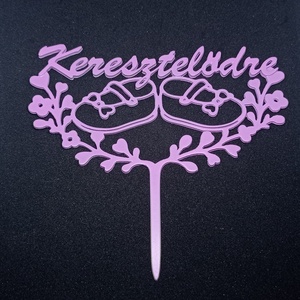 Keresztelődre tortadísz - babacipős, virágos, Otthon & Életmód, Konyhafelszerelés, tálalás, Sütés, főzés, Sütidísz, Festett tárgyak, MESKA