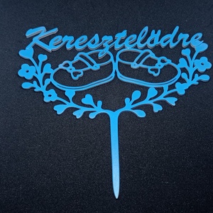 Keresztelődre tortadísz - babacipős, virágos - otthon & életmód - konyhafelszerelés, tálalás - sütés, főzés - sütidísz - Meska.hu