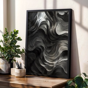 Absztrakt Fekete-Ezüst Hullámok - Digitális Letöltés - otthon & életmód - dekoráció - kép & falikép - poszter - Meska.hu