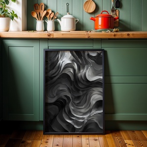 Absztrakt Fekete-Ezüst Hullámok - Digitális Letöltés - otthon & életmód - dekoráció - kép & falikép - poszter - Meska.hu