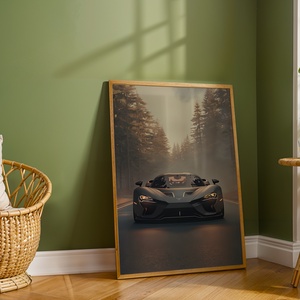 Matt Fekete Sportautó az Erdőben - Digitális Letöltés - otthon & életmód - dekoráció - kép & falikép - poszter - Meska.hu