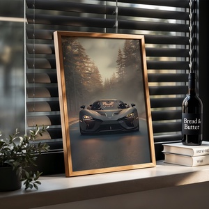 Matt Fekete Sportautó az Erdőben - Digitális Letöltés - otthon & életmód - dekoráció - kép & falikép - poszter - Meska.hu