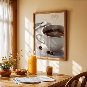 Reggeli Kávé Szív Alakú Gőzzel - Kávéimádó Konyhai Poszter - Digitális Letöltés - otthon & életmód - dekoráció - kép & falikép - poszter - Meska.hu