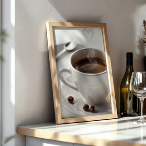Reggeli Kávé Szív Alakú Gőzzel - Kávéimádó Konyhai Poszter - Digitális Letöltés - Meska.hu