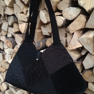 'Black Rose' Fekete patchwork táska  - Meska.hu