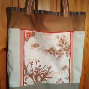 Madaras-virágos vászon válltáska, Táska & Tok, Bevásárlás & Shopper táska, Shopper, textiltáska, szatyor, Varrás, Patchwork, foltvarrás, MESKA