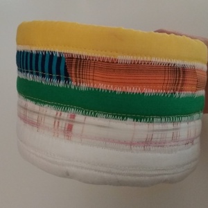 Textil tároló, zöld-kék-sárga - otthon & életmód - tárolás & rendszerezés - tárolókosár - Meska.hu