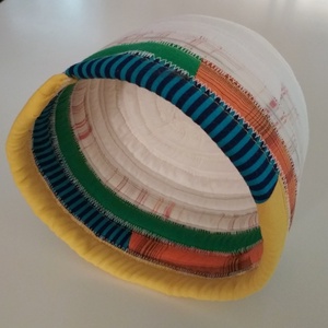 Textil tároló, zöld-kék-sárga - otthon & életmód - tárolás & rendszerezés - tárolókosár - Meska.hu