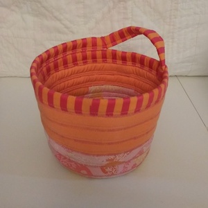 Textil tároló, rózsaszín-narancs, Otthon & Életmód, Tárolás & Rendszerezés, Tárolókosár, Varrás, MESKA