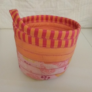 Textil tároló, rózsaszín-narancs - otthon & életmód - tárolás & rendszerezés - tárolókosár - Meska.hu