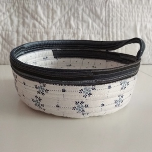 Textil tároló, farmerkék-fehér, Otthon & Életmód, Tárolás & Rendszerezés, Tárolókosár, Varrás, MESKA