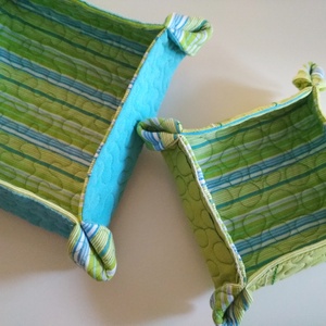 Tároló duó, zöld-kék - otthon & életmód - tárolás & rendszerezés - tárolókosár - Meska.hu