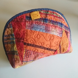 Neszesszer, narancs-farmerkék, Táska & Tok, Neszesszer, Patchwork, foltvarrás, Varrás, MESKA