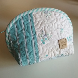 Neszesszer, türkiz-fehér, Táska & Tok, Neszesszer, Patchwork, foltvarrás, Varrás, MESKA