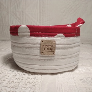 'Retro pöttyös' textil tároló - otthon & életmód - tárolás & rendszerezés - tárolókosár - Meska.hu