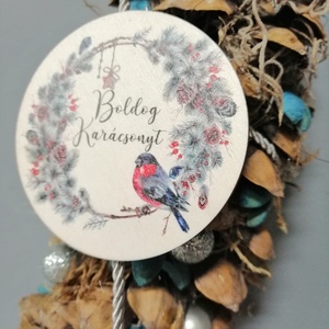 Kék tobozdísz  - karácsony - karácsonyi lakásdekoráció - karácsonyfadíszek - Meska.hu