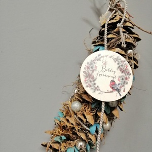 Kék tobozdísz  - karácsony - karácsonyi lakásdekoráció - karácsonyfadíszek - Meska.hu