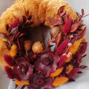 Őszi szőrmés kopogtató - otthon & életmód - dekoráció - ajtó- és ablak dekoráció - ajtódísz & kopogtató - Meska.hu