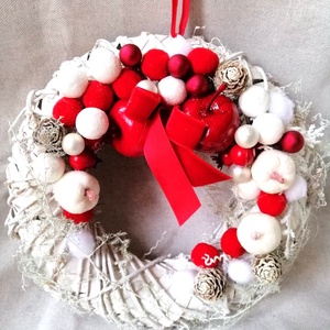 Piros fehér téli kopogtató - Meska.hu