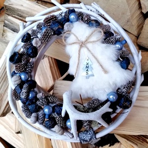 Karácsonyi kopogtató, Karácsony, Adventi díszek, Adventi ajtódísz, Virágkötés, MESKA