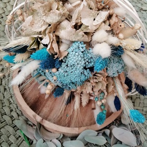 Fehér és türkiz szárazvirág csokor  - otthon & életmód - dekoráció - virágdísz és tartó - csokor & virágdísz - Meska.hu