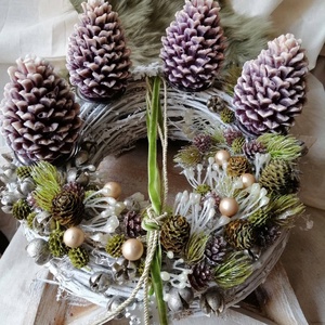 Natúr színű adventi koszorú - karácsony - adventi díszek - adventi koszorú - Meska.hu