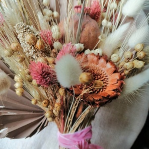  Menyasszonyi csokor mályva,natúr szárazvirágokból - otthon & életmód - dekoráció - virágdísz és tartó - csokor & virágdísz - Meska.hu