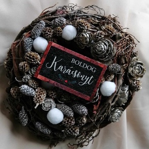 Karácsonyi kopogtató , Karácsony, Adventi díszek, Adventi ajtódísz, Virágkötés, MESKA