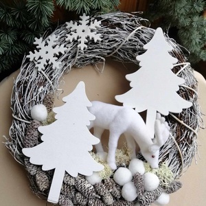 Téli kopogtató szarvassal  - karácsony - adventi díszek - adventi ajtódísz - Meska.hu