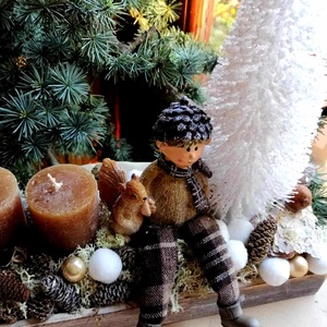 Adventi  dekoráció barna és fehér színekkel - karácsony - adventi díszek - adventi asztaldísz - Meska.hu