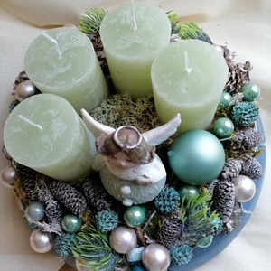 Adventi asztaldísz angyalkával - karácsony - adventi díszek - adventi koszorú - Meska.hu