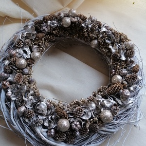 Téli kopogtató, Karácsony, Karácsonyi lakásdekoráció, Karácsonyi ajtódíszek, Virágkötés, MESKA