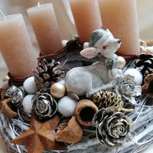 Adventi asztaldíszek őzikével - karácsony - adventi díszek - adventi koszorú - Meska.hu