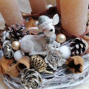 Adventi asztaldíszek őzikével - karácsony - adventi díszek - adventi koszorú - Meska.hu