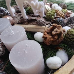 Adventi  gyertyás  dekoráció fa tálcán - karácsony - adventi díszek - adventi asztaldísz - Meska.hu