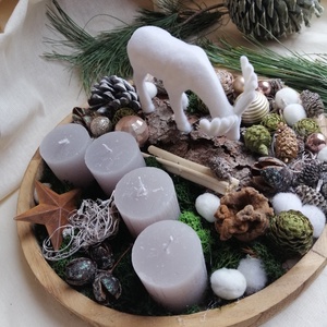 Adventi  gyertyás  dekoráció fa tálcán - karácsony - adventi díszek - adventi asztaldísz - Meska.hu