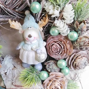 Téli kopogtató szarvassal ,menta és fehér dekorációval - karácsony - adventi díszek - adventi ajtódísz - Meska.hu