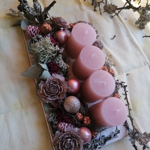 Adventi fa tálcás dekoráció - karácsony - adventi díszek - adventi asztaldísz - Meska.hu