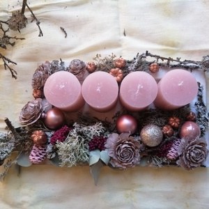 Adventi fa tálcás dekoráció - karácsony - adventi díszek - adventi asztaldísz - Meska.hu